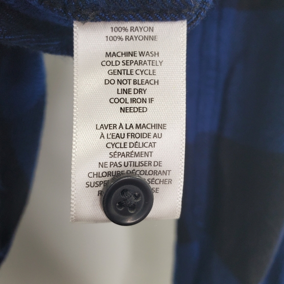 Anthropologie Beachlunchlounge Blue Flannel Button Up Shirt - Picture 5 of 6